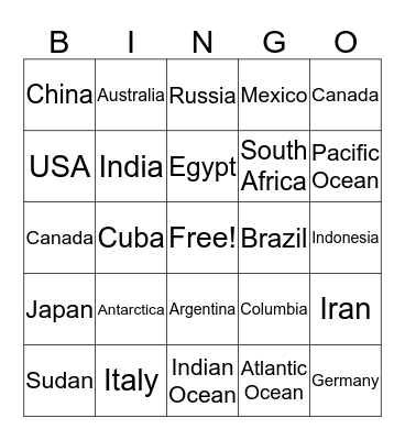 CARD B Bingo Card