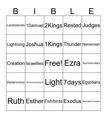 Bible Bingo Card
