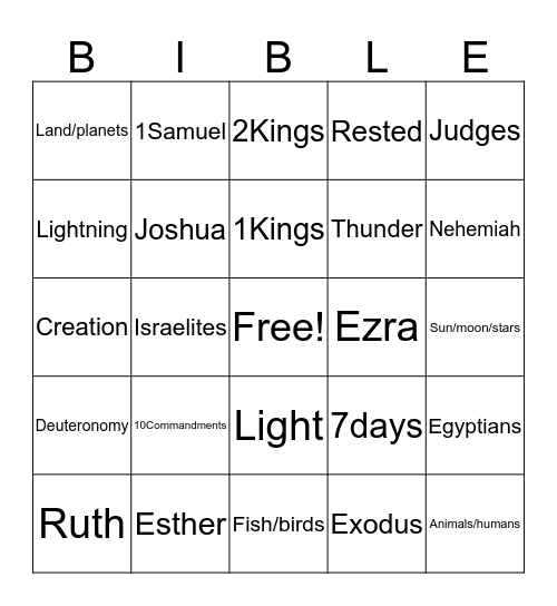 Bible Bingo Card