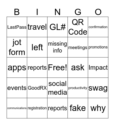 Brook's World Bingo Card