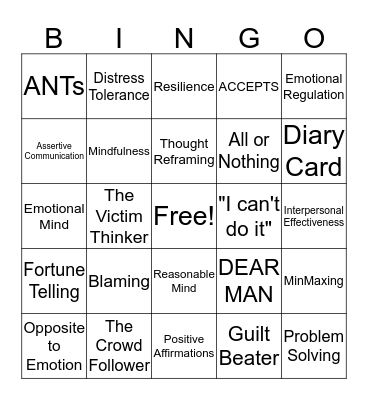 CBT/DBT BINGO Card
