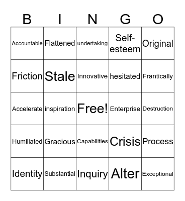 Vocabulary Bingo Card