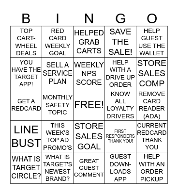 SERVICE & ENGAGEMENT BINGO  Bingo Card