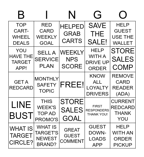 SERVICE & ENGAGEMENT BINGO  Bingo Card