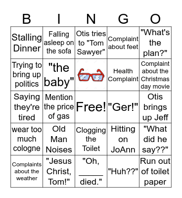 Old People Bingo Card