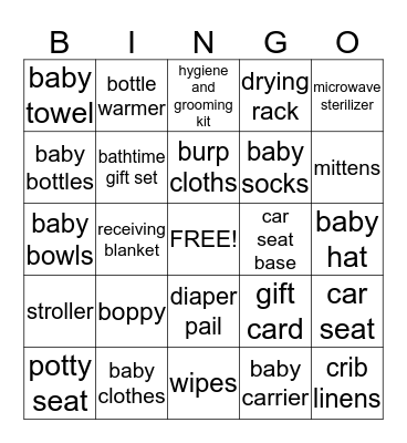 Baby Faith's Gifts Bingo!!! Bingo Card