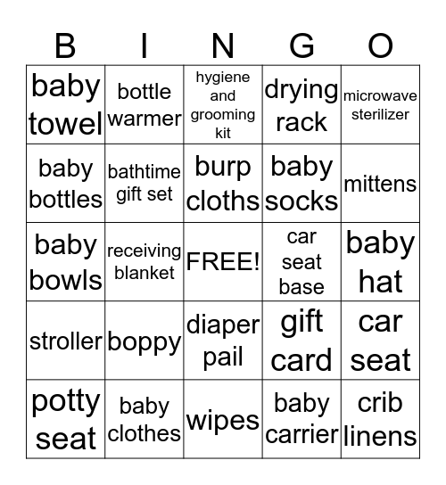 Baby Faith's Gifts Bingo!!! Bingo Card
