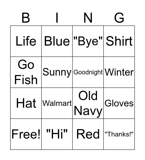 Tobii BINGO Card