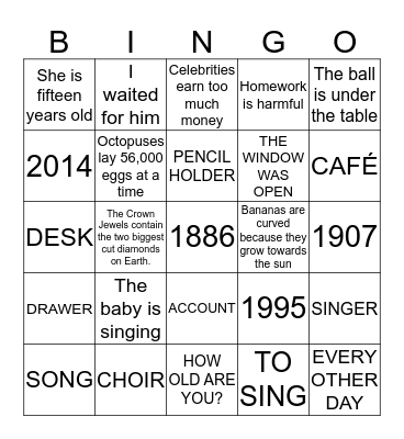 BINGO FOR LADIES Bingo Card