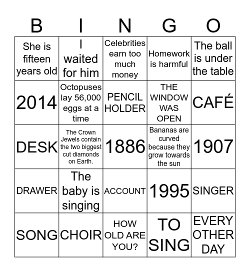 BINGO FOR LADIES Bingo Card