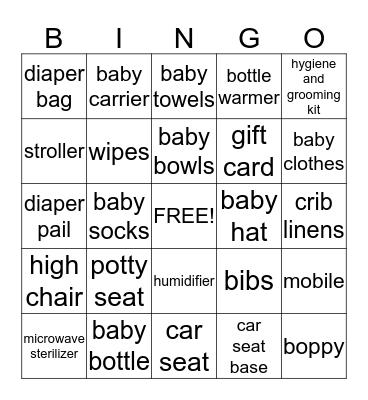 Baby Faith's Gifts Bingo!!! Bingo Card