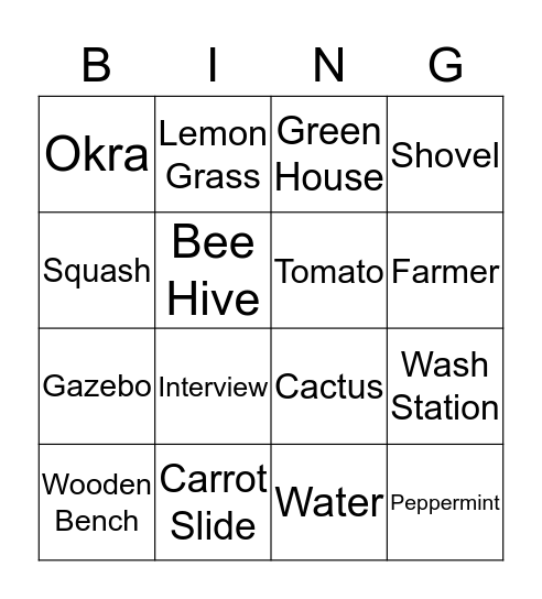 Good Sam Farm  Bingo Card