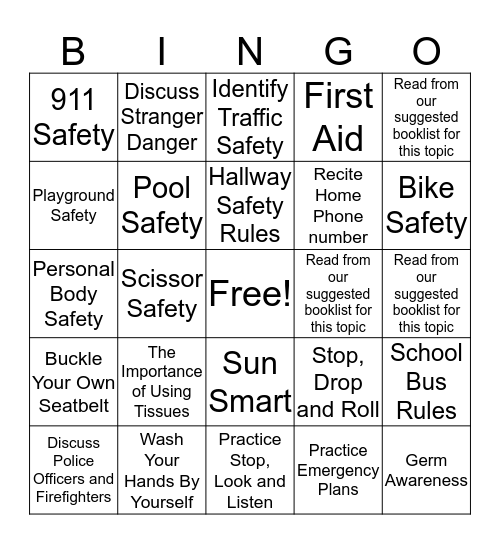 October - FIP - Safety Bingo Card