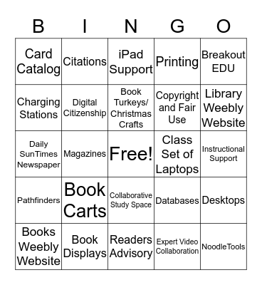 Library Bingo Card