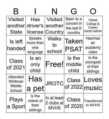 Find someone who... Bingo Card