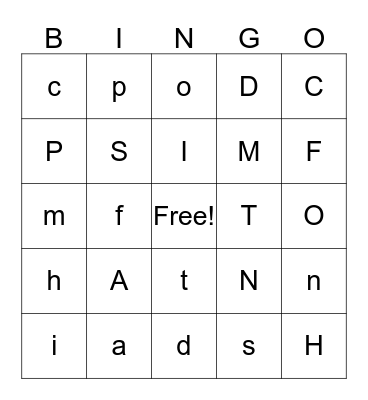 Letters- Set 1, 2, & 3 Bingo Card