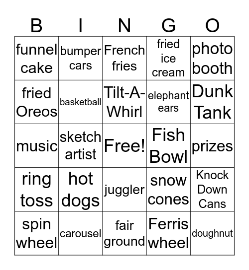 Carnival Bingo Card