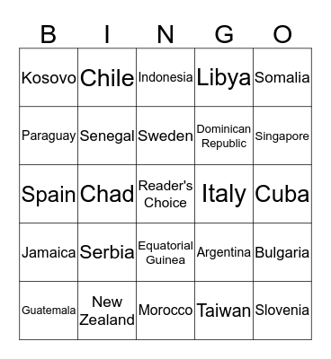Read the Globe Bingo Card
