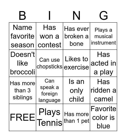 Co-Worker Bingo Card