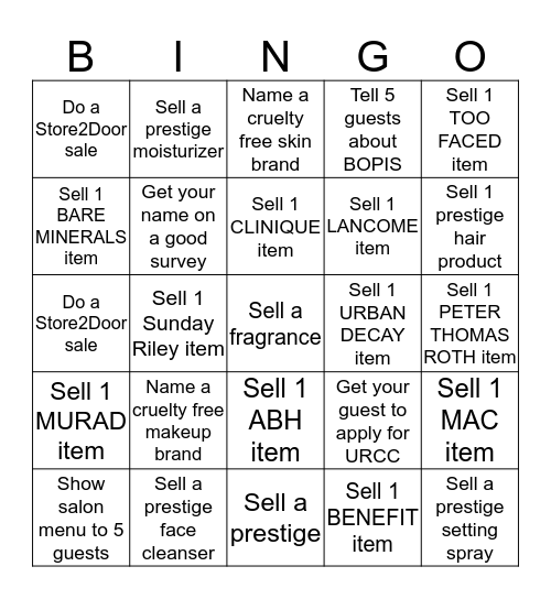 ULTA-MATE Bingo Card