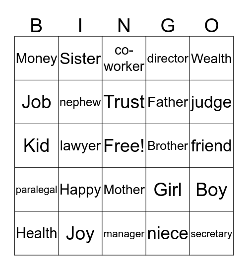 Resident Rights Bingo Card
