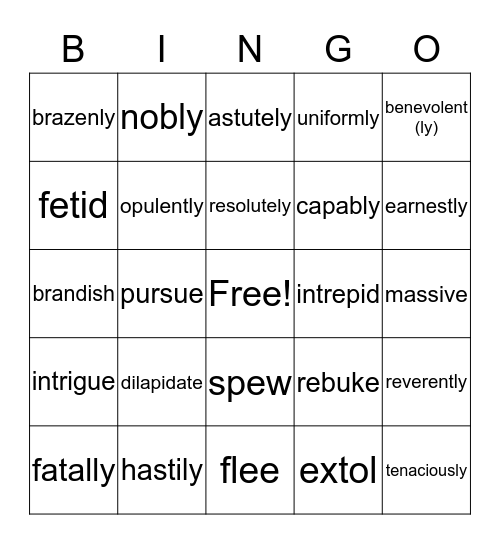 Essential Bingo IEW Bingo Card