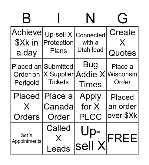 Team Blackout! Bingo Card