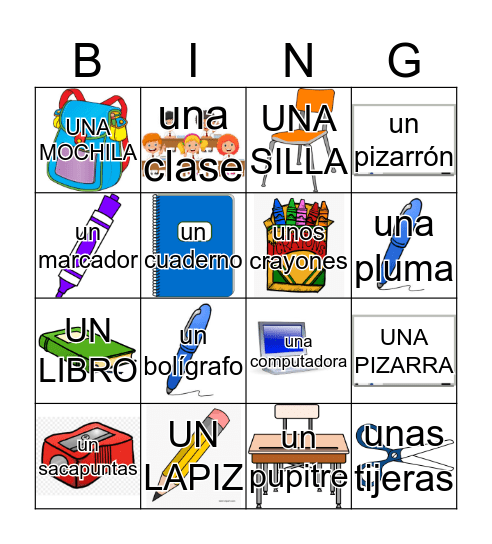 4th Grade Lotería - La Escuela Bingo Card