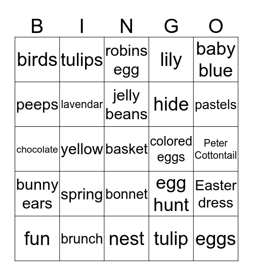 JENNY'S EASTER BINGO Card