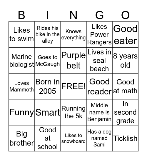 Bradingo Bingo Card