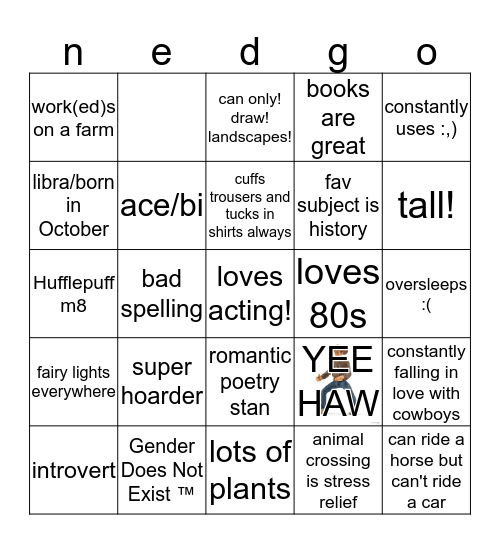 ned bingo (nedgo) Bingo Card