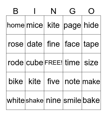 Magic e Bingo Card