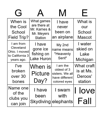 MOJAVE RIVER ACADEMY Bingo Card