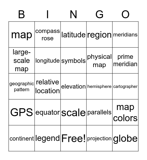 Ch. 1-The Geographer's Toolbox Bingo Card