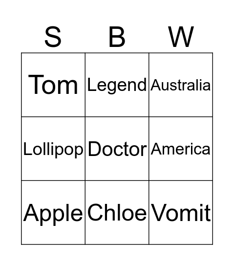 Scott Bracewell Wedding Bingo Card