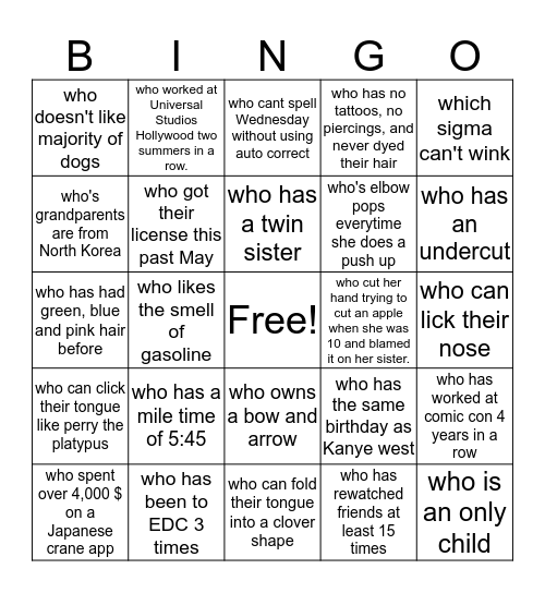 SIGMA BINGO Card