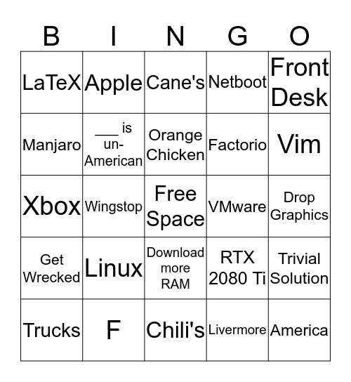 Clayton Bingo Card