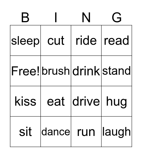 Basic Verbs Bingo Card