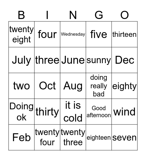 Review Bingo Card
