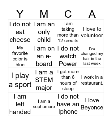 Ice Breaker  Bingo Card