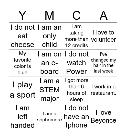 Ice Breaker  Bingo Card