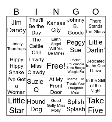 Nifty Fifties Bingo Card
