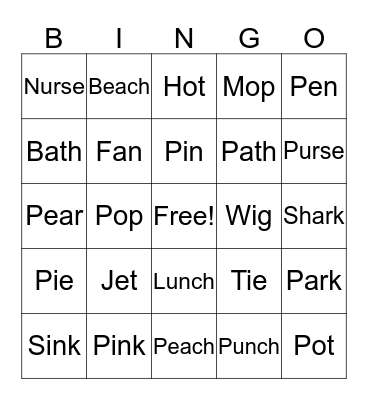 Minimal Pairs Bingo Card