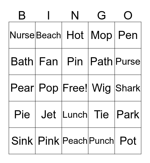 Minimal Pairs Bingo Card