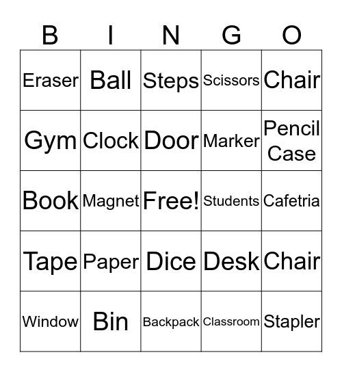 Classroom Bingo Card