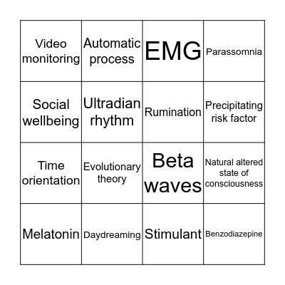 Unit 4 Psychology Bingo Card