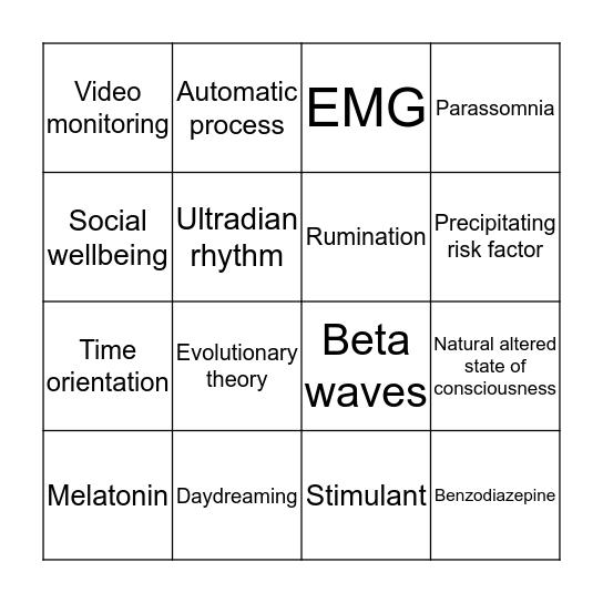 Unit 4 Psychology Bingo Card