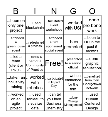 Day in the Life Bingo Card