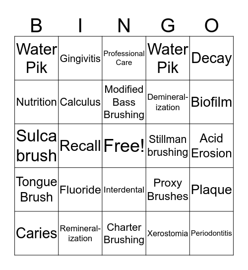 Clean Teeth For Life Bingo Card