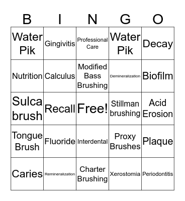 Clean Teeth For Life Bingo Card
